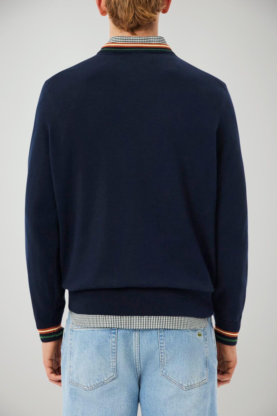 Lacoste Maglia Uomo in cotone e bordi multicolore