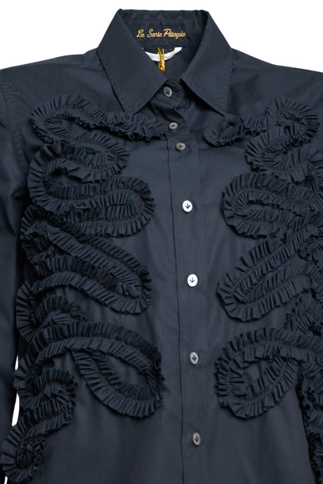 Camicia da donna con rouches centrale dettaglio