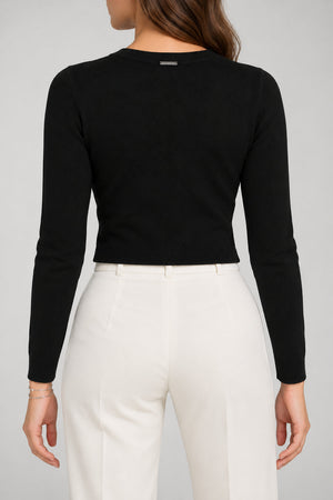 Liu Jo maglia donna crop con bottone gioiello