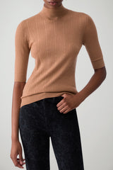 Liu Jo Dolcevita Donna a costine con strass / Caramello