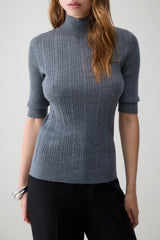Liu Jo Dolcevita Donna a costine con strass / Grigio
