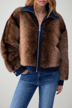 Liu Jo Giubbino Donna in denim con pelliccia sintetica