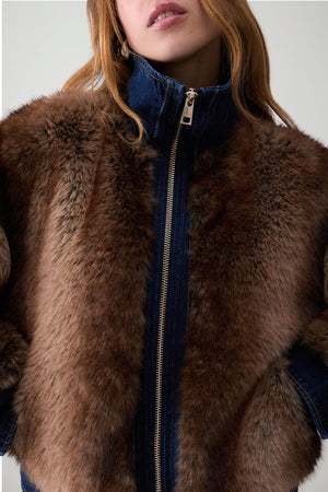 Liu Jo Giubbino Donna in denim con pelliccia sintetica