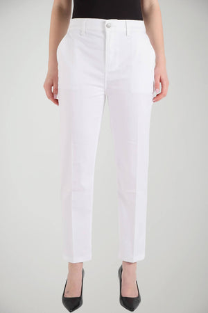 Pantaloni donna Liu Jo modello chino vestibilità regular in cotone e poliestere in tinta unita bianca