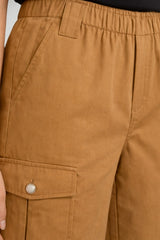 Pantaloni donna Liu Jo con tasche cargo in lyocell tinta unita color sabbia