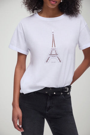 T-shirt donna Liu Jo maniche corte con stampa centrale regular fit in cotone