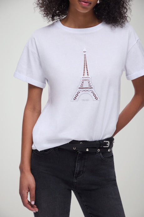 T-shirt donna Liu Jo maniche corte con stampa centrale regular fit in cotone