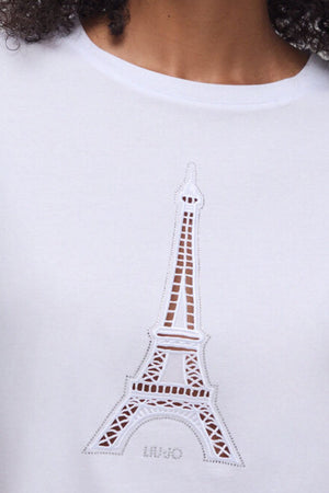 T-shirt donna Liu Jo maniche corte con stampa centrale regular fit in cotone