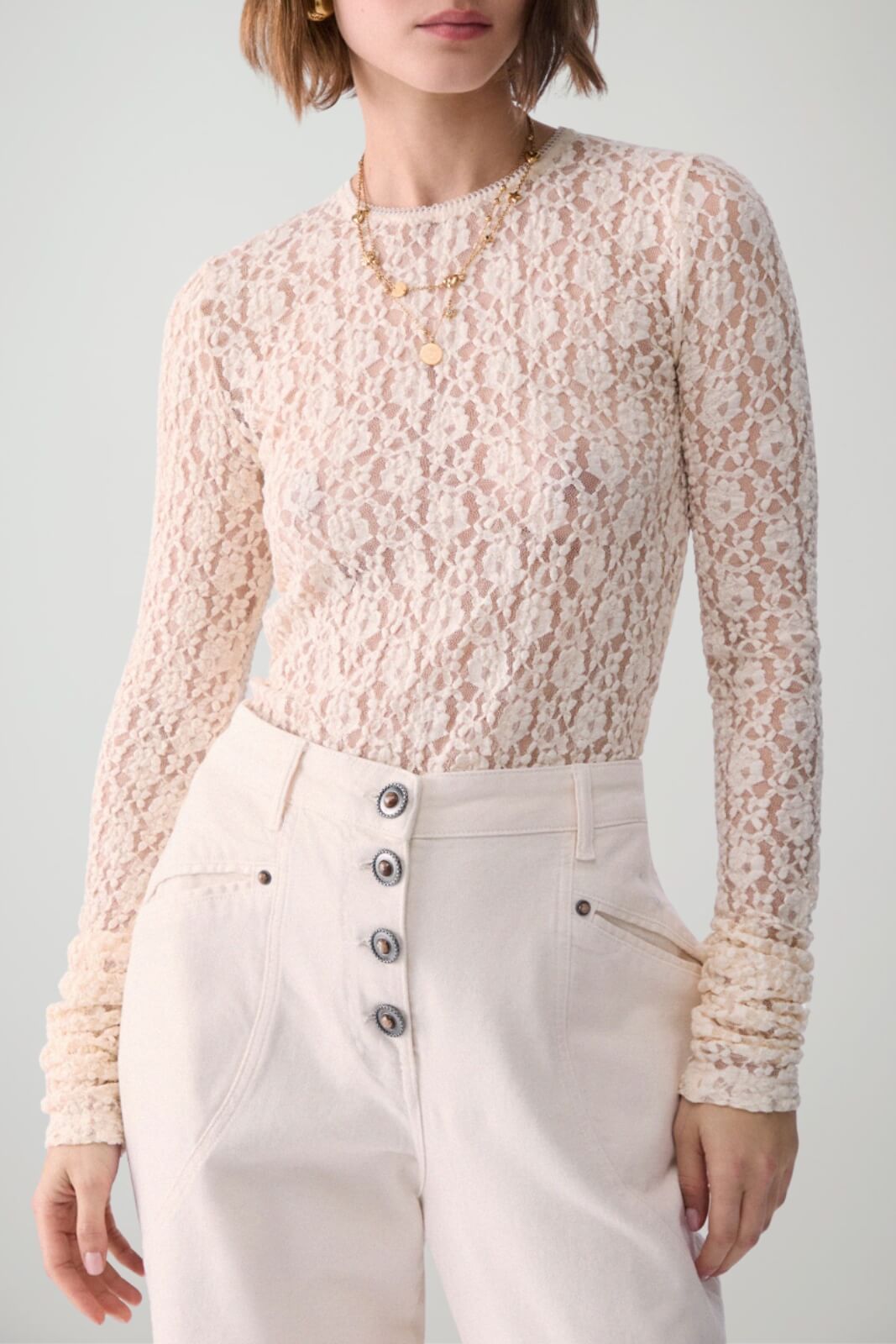 Liu Jo T-shirt Donna maniche lunghe in pizzo