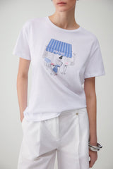 T-shirt donna Liu Jo maniche corte in cotone color bianco con stampa centrale