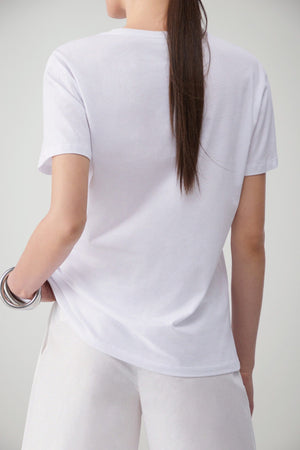 T-shirt donna Liu Jo maniche corte in cotone color bianco con stampa centrale