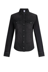 Camicia da donna Liu Jo in denim con strass al colletto fronte