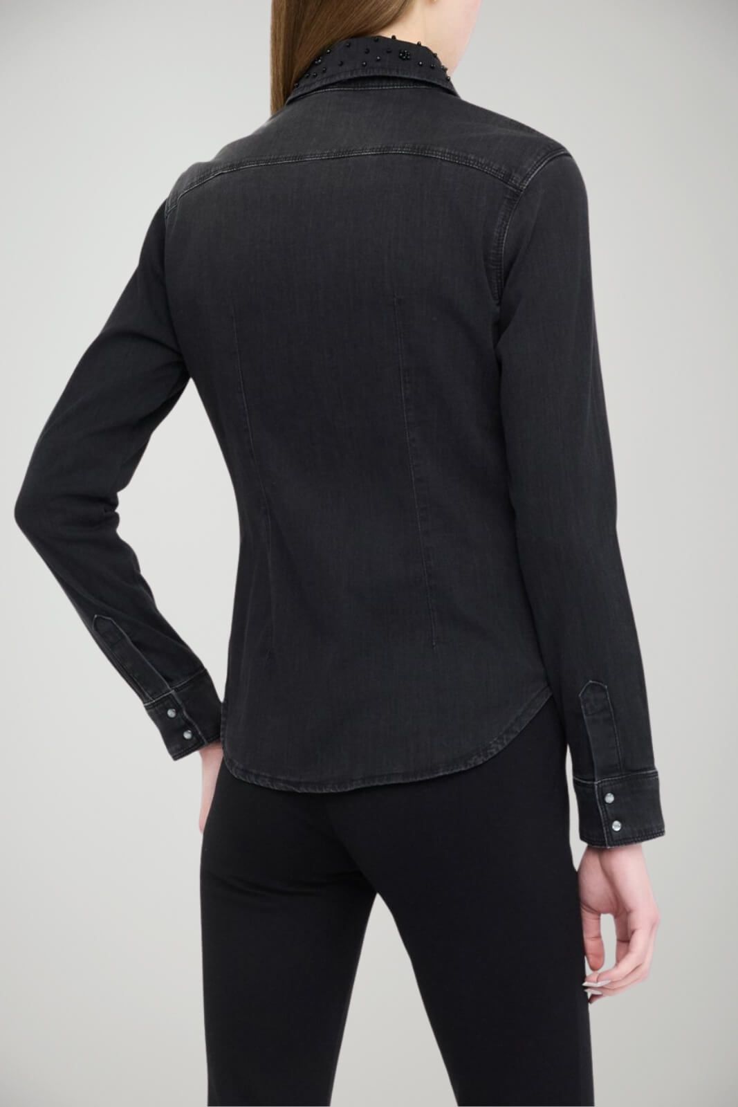 Camicia da donna Liu Jo in denim con strass al colletto retro