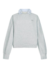 Felpa donna Liu Jo con colletto rigato e strass fronte