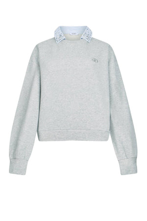 Felpa donna Liu Jo con colletto rigato e strass fronte