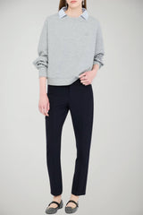 Felpa donna Liu Jo con colletto rigato e strass outfit