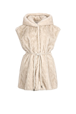 Gilet da donna Liu Jo in ecopelliccia con cappuccio fronte