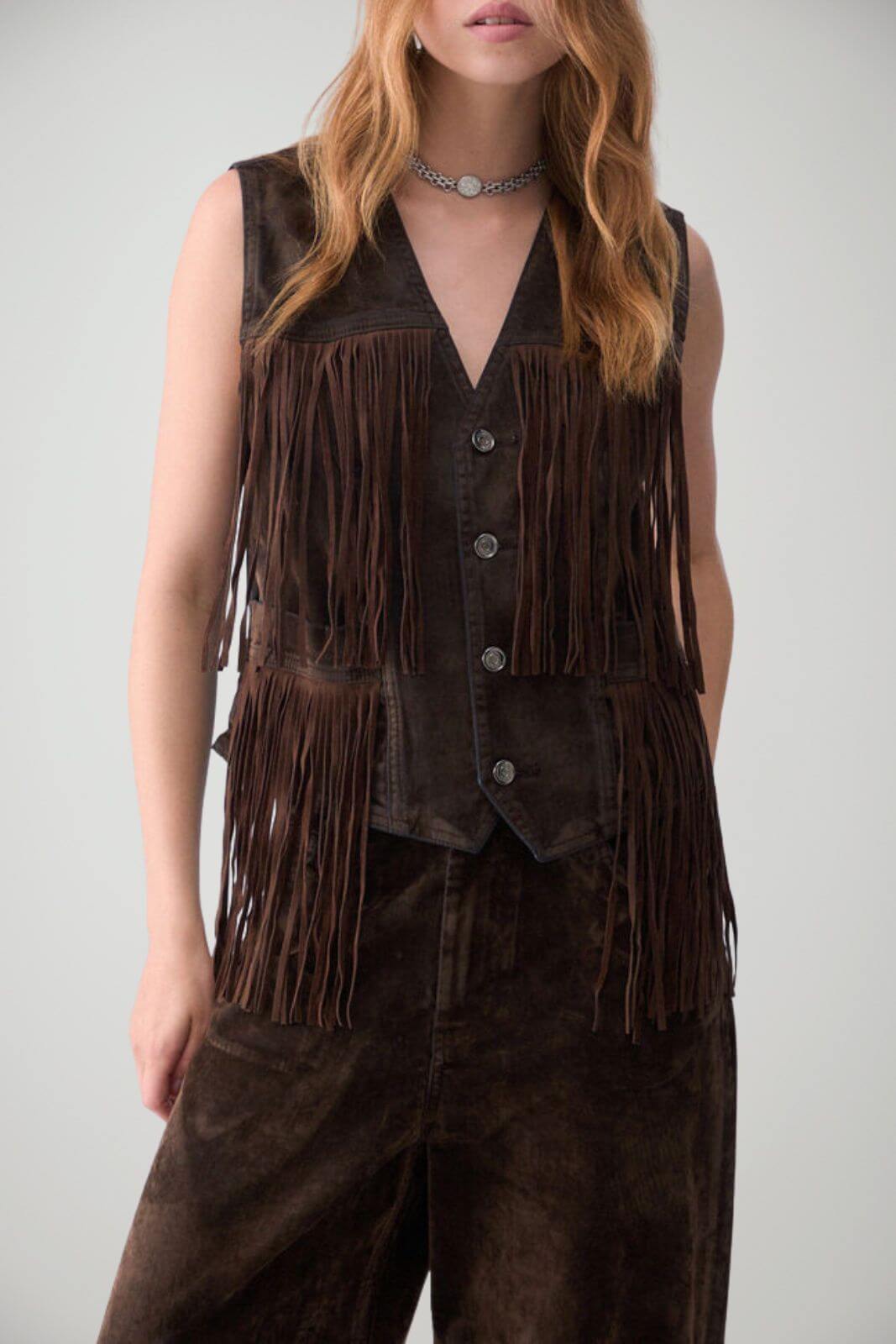 Liu Jo Gilet Donna floccato con frange