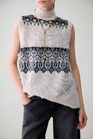 Liu Jo Gilet Donna jaquard con ricami gioiello