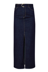 Gonna longuette Liu Jo in denim con cintura e fibbia logata