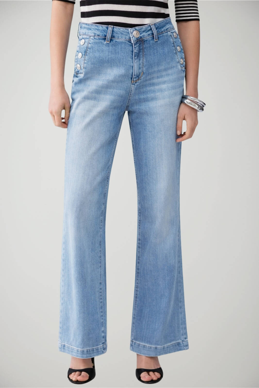 Jeans da donna Liu Jo flare a vita alta con bottoni laterali