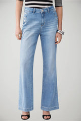 Jeans da donna Liu Jo flare a vita alta con bottoni laterali