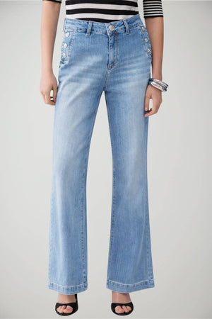 Jeans da donna Liu Jo flare a vita alta con bottoni laterali