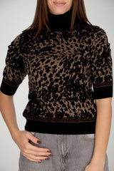 Maglia da donna Liu Jo collo alto con lurex in fantasia maculata