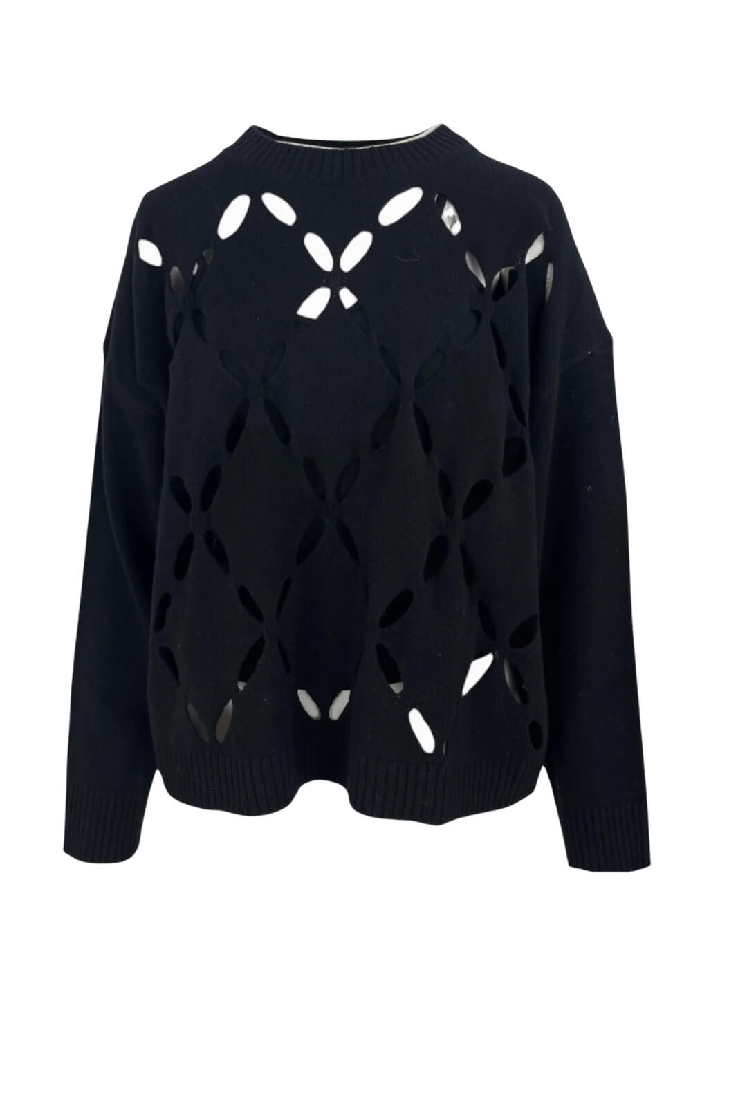 Maglione in lana da donna Liu Jo a girocollo con cut out fronte nero