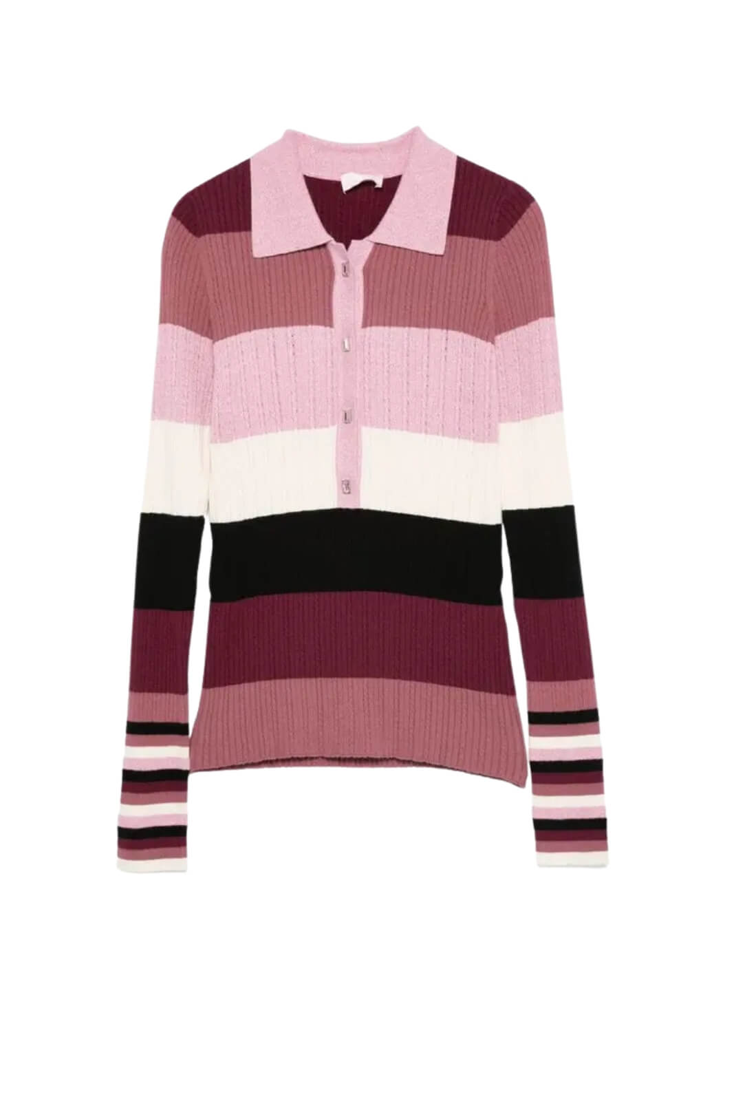 Maglia da donna modello polo Liu Jo a righe multicolore con lurex