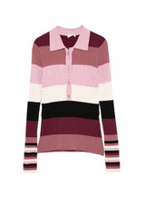 Maglia da donna modello polo Liu Jo a righe multicolore con lurex