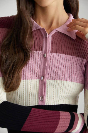 Maglia da donna modello polo Liu Jo a righe multicolore con lurex
