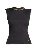 Maglia da donna Liu Jo smanicata con gioiello al collo