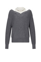 Maglia da donna Liu Jo doppio capo con strass fronte