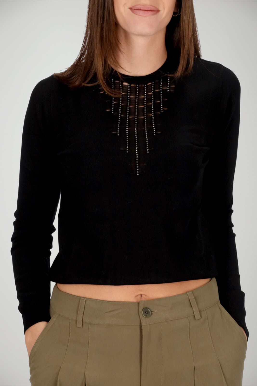 Maglia da donna Liu Jo in viscosa con strass e girocollo