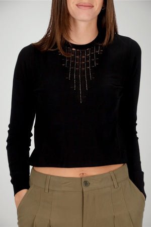 Maglia da donna Liu Jo in viscosa con strass e girocollo