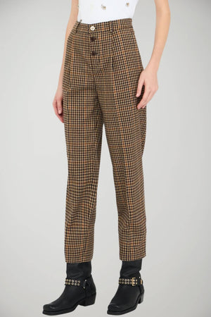 Pantaloni da donna Liu Jo a quadri con logo posteriore fronte 1