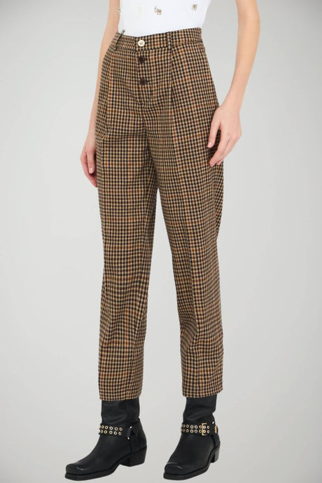 Pantaloni da donna Liu Jo a quadri con logo posteriore fronte 1
