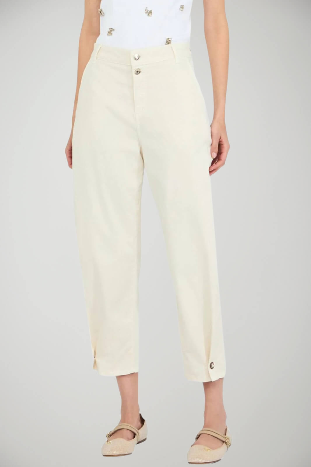 Pantaloni da donna Liu Jo ballon fit con pences a vita alta fronte 1