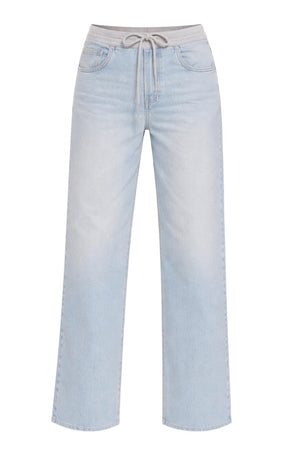 Pantaloni da donna jogger Liu Jo con coulisse ed inserto in denim