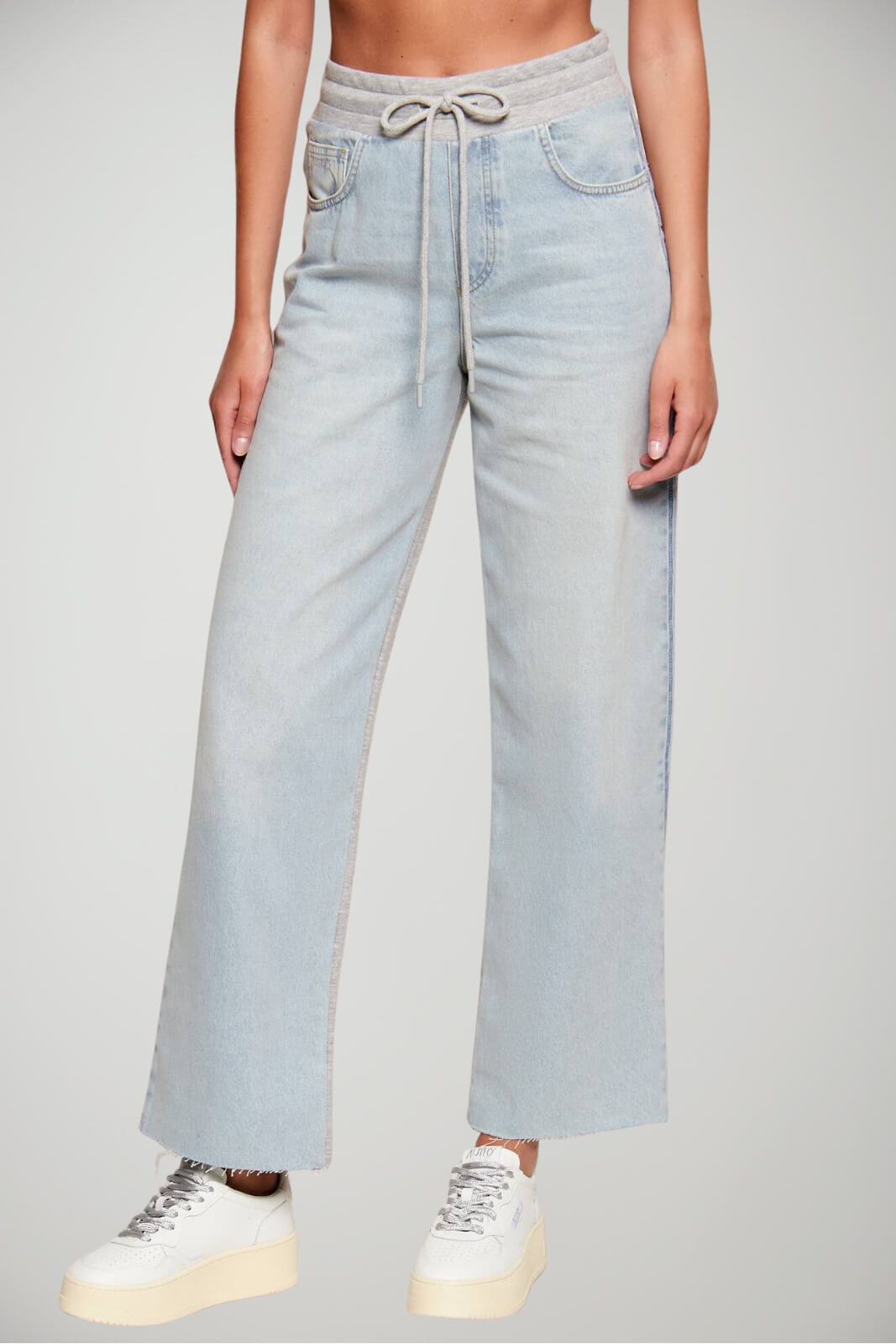 Pantaloni da donna jogger Liu Jo con coulisse ed inserto in denim