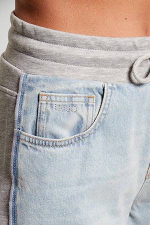 Pantaloni da donna jogger Liu Jo con coulisse ed inserto in denim