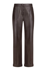 Pantaloni da donna in ecopelle con logo metallico fronte