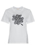 T-shirt da donna Liu Jo in cotone con logo quadrifoglio in strass fronte