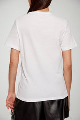 T-shirt da donna Liu Jo in cotone con logo quadrifoglio in strass retro