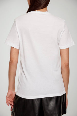 T-shirt da donna Liu Jo in cotone con logo quadrifoglio in strass retro