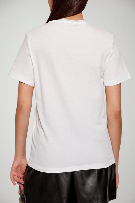T-shirt da donna Liu Jo in cotone con logo quadrifoglio in strass retro