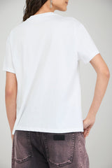 T-shirt da donna Liu Jo maniche corte con logo in paillettes retro