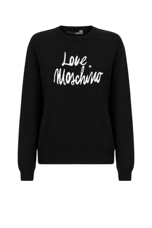 Love Moschino Maglia Donna con lettering a contrasto