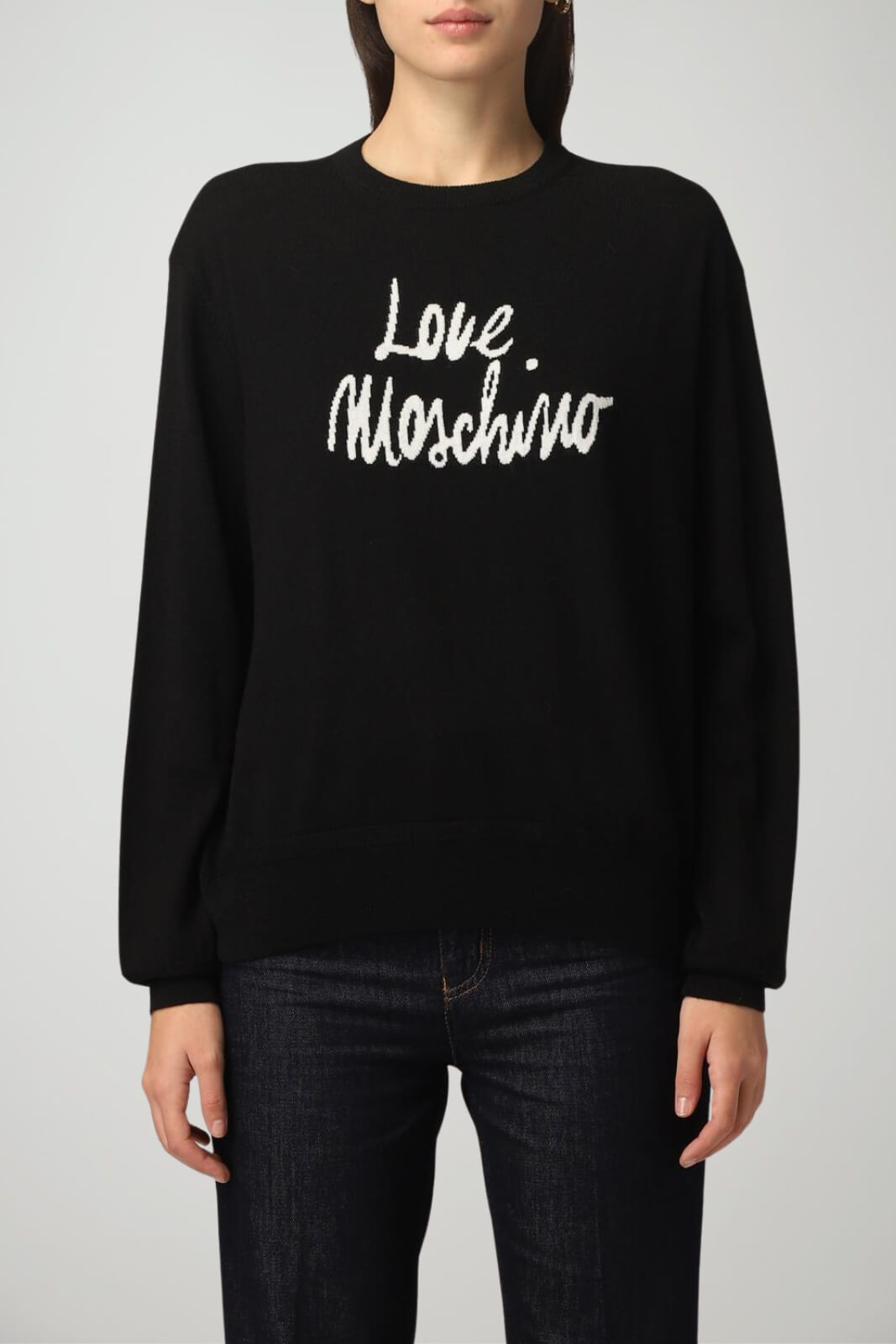 Love Moschino Maglia Donna con lettering a contrasto